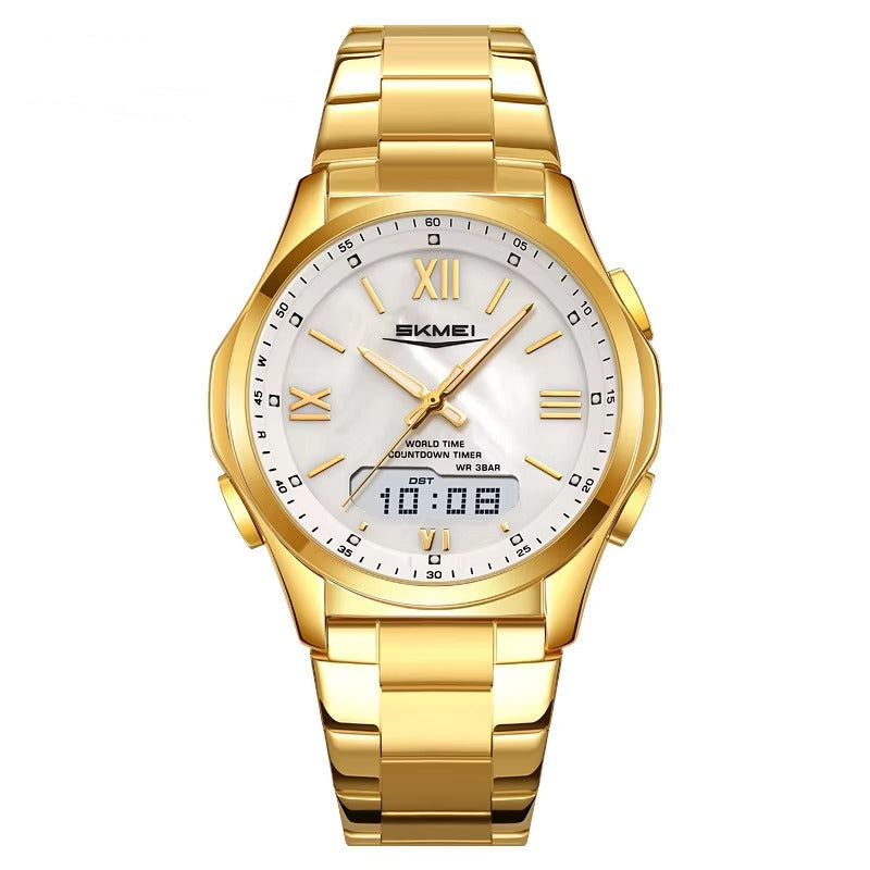 Runde elegante Edelstahl Armbanduhr "Analogico-Digitale no.5263“ - PITANI