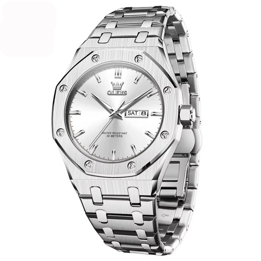 Achteckige Edelstahl Armbanduhr "Doppio calendario no.5245“ - PITANI