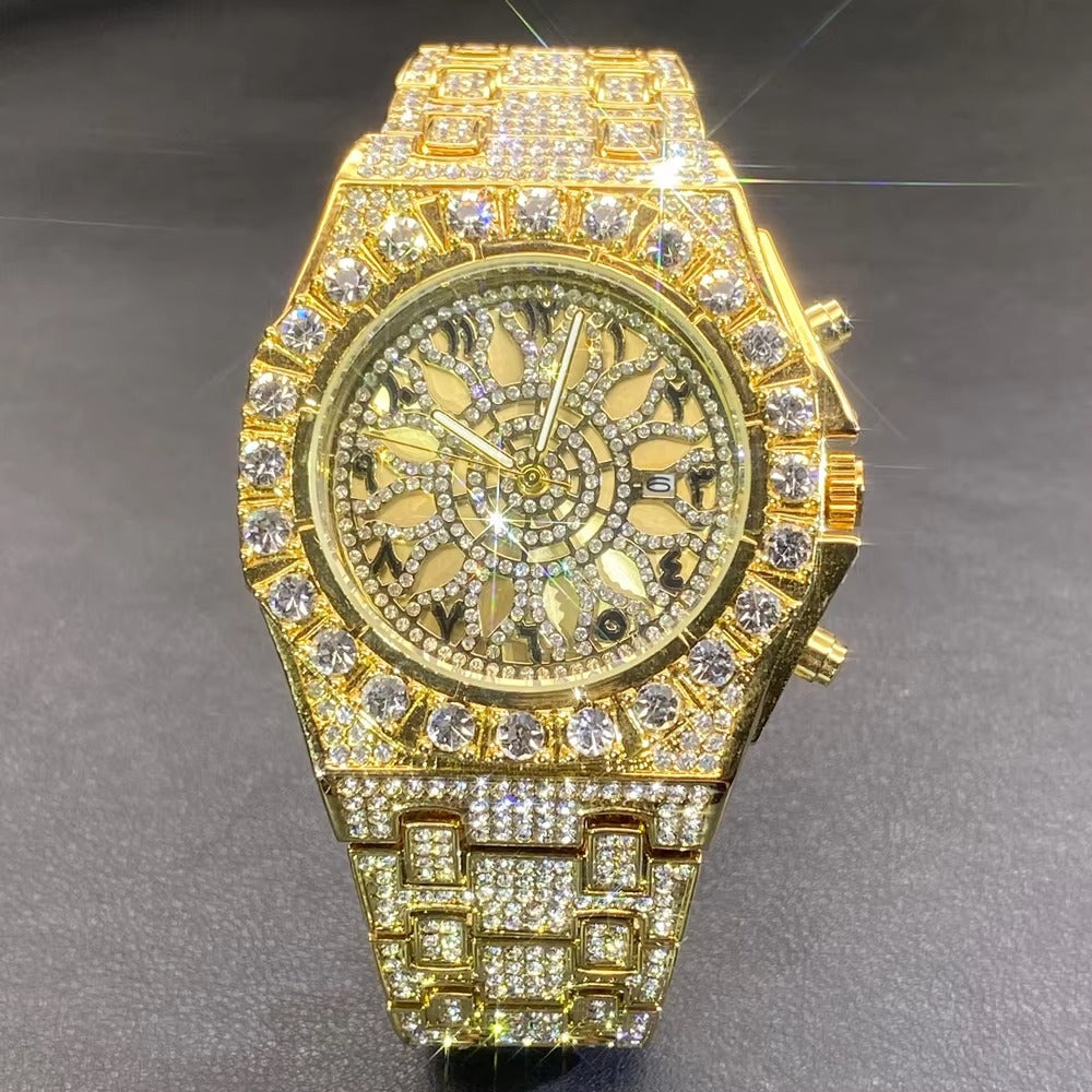 Edelstahl Glitzer Armbanduhr mit Arabischen Zahlen "Diamanti Moda no.5256“ - PITANI