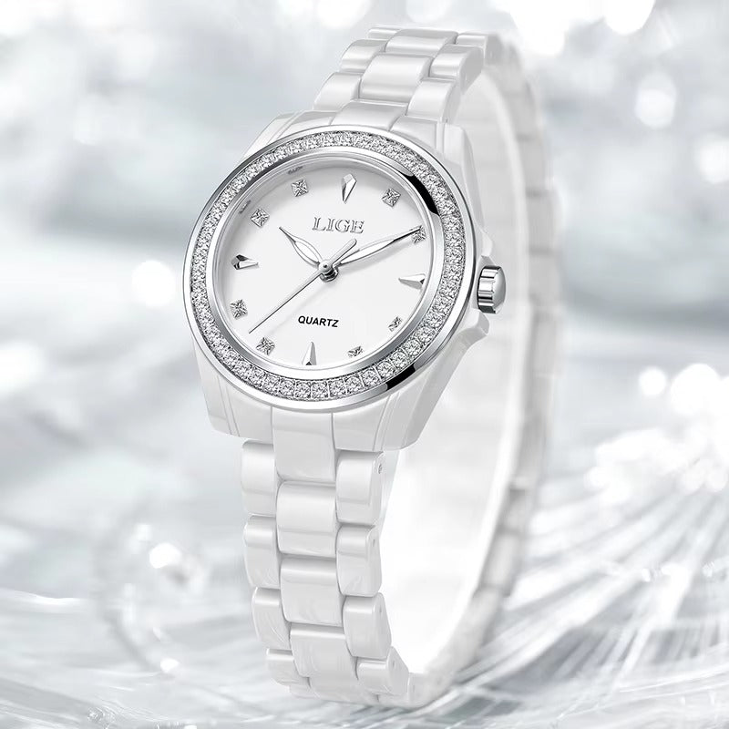 Elegant schmale Edelstahl Armbanduhr mit Glitzer Lünette "Orologio belle casual no.3227“ - PITANI