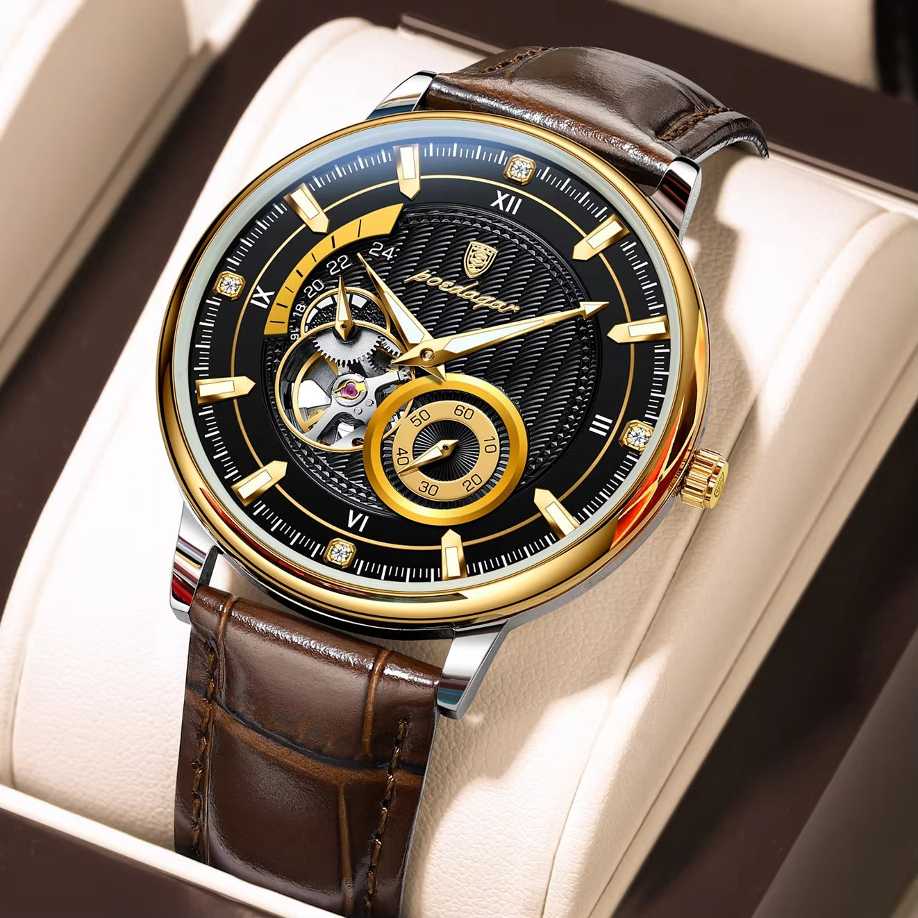 Leder Automatik Armbanduhr "Orologio da uomo luminoso impermeabile no.4177" - PITANI