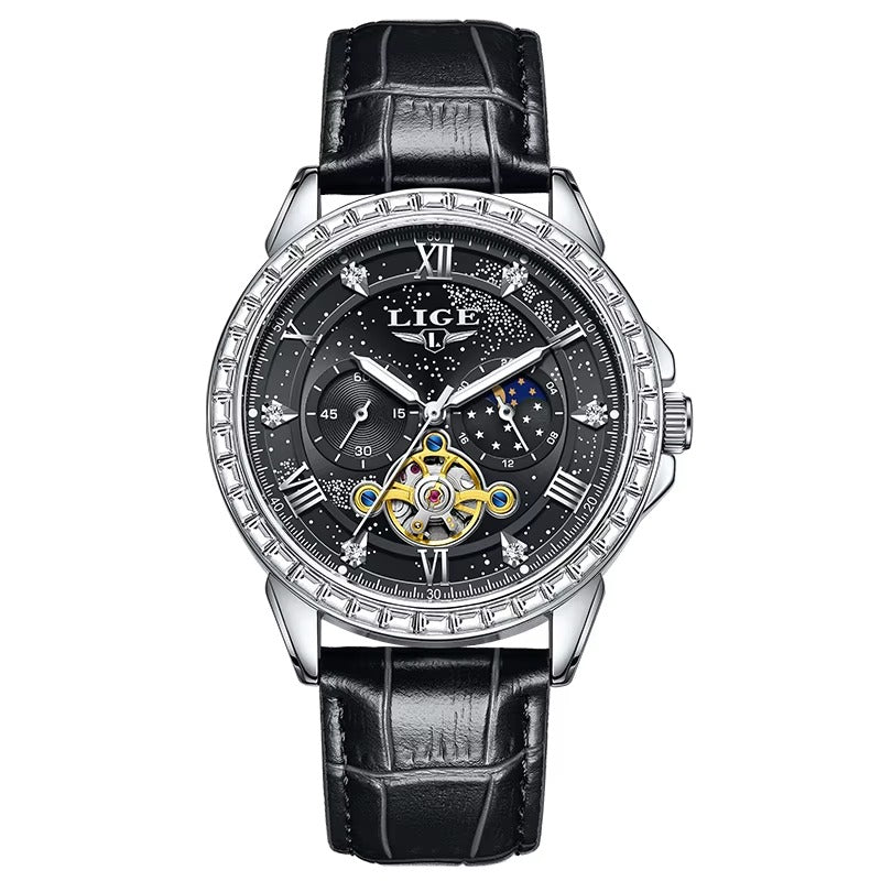 Elegante Automatik Leder Armbanduhr "Lunetta di cristallo no.5236“ - PITANI