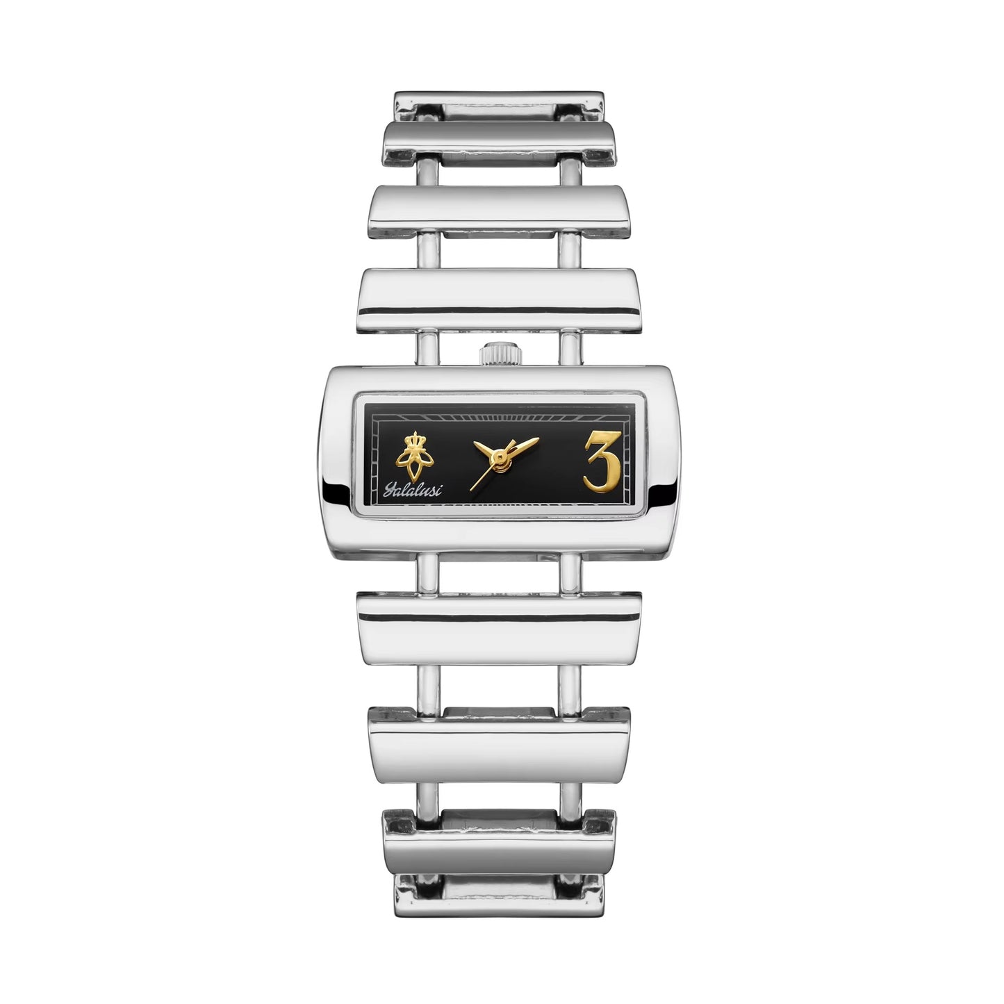 Rechteckige Edelstahl Armbanduhr mit gebogenem Gehäuse "Regolatore del braccialetto no.3204" - PITANI