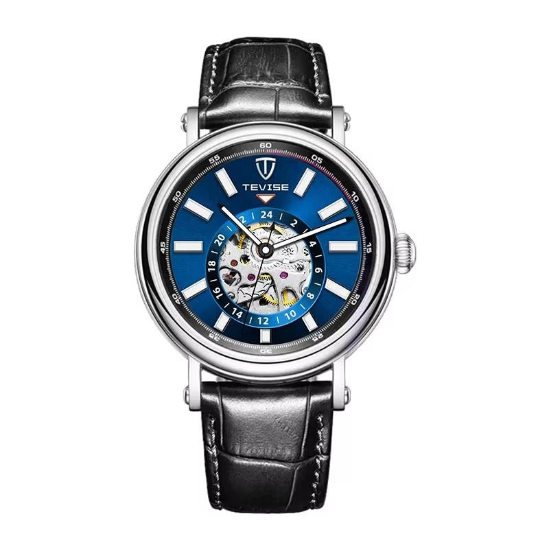 Leder Automatik Armbanduhr mit durchsichtigem Automatikuhrwerk "Cinturino in pelle 24 ore no.4168" - PITANI