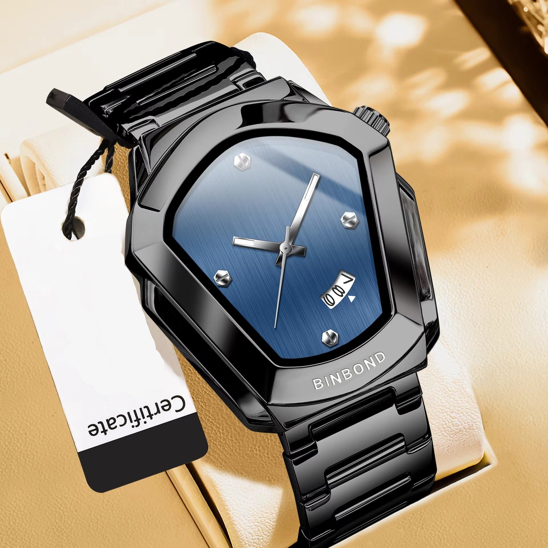Außergewöhnlich geformte Edelstahl Armbanduhr "Quarzo diamante no.4165" - PITANI