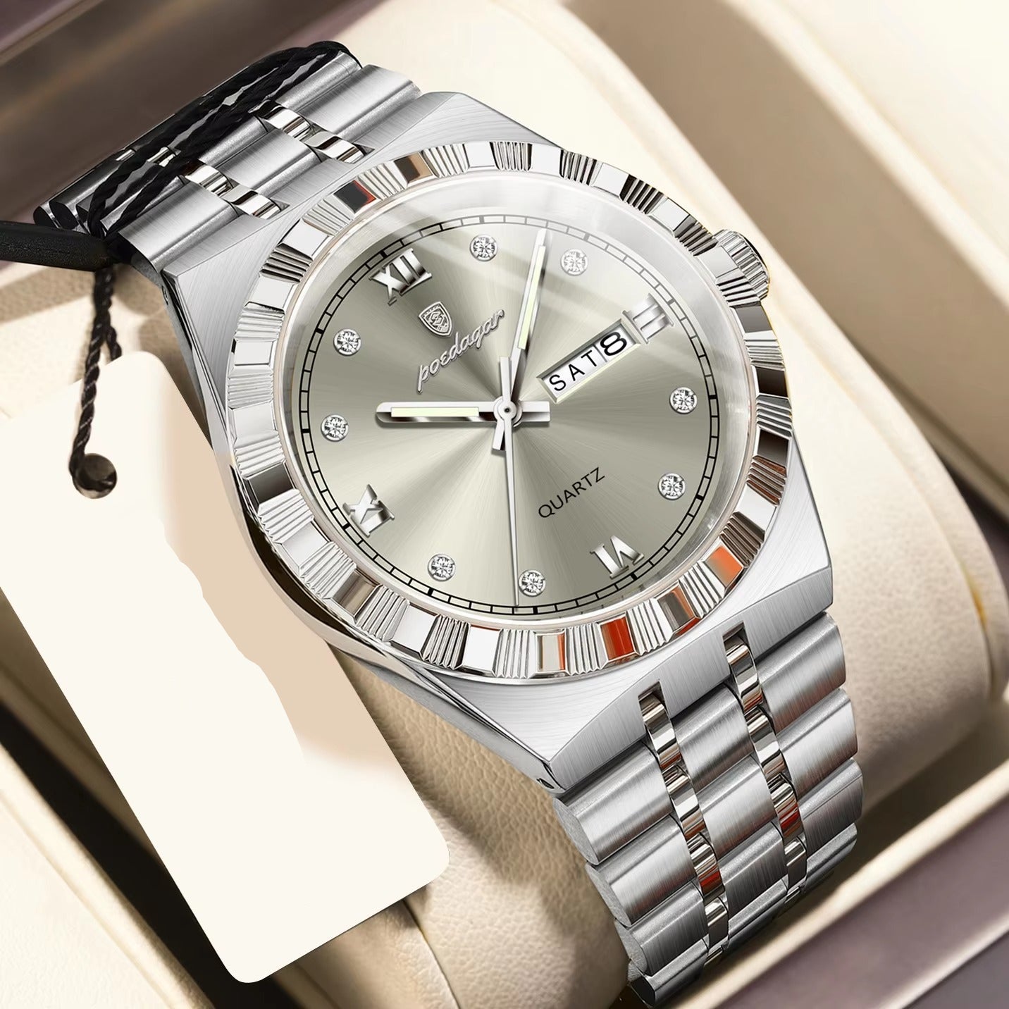 Edelstahl Armbanduhr mit eleganter Lünette "Luminoso impermeabile no.5199" - PITANI