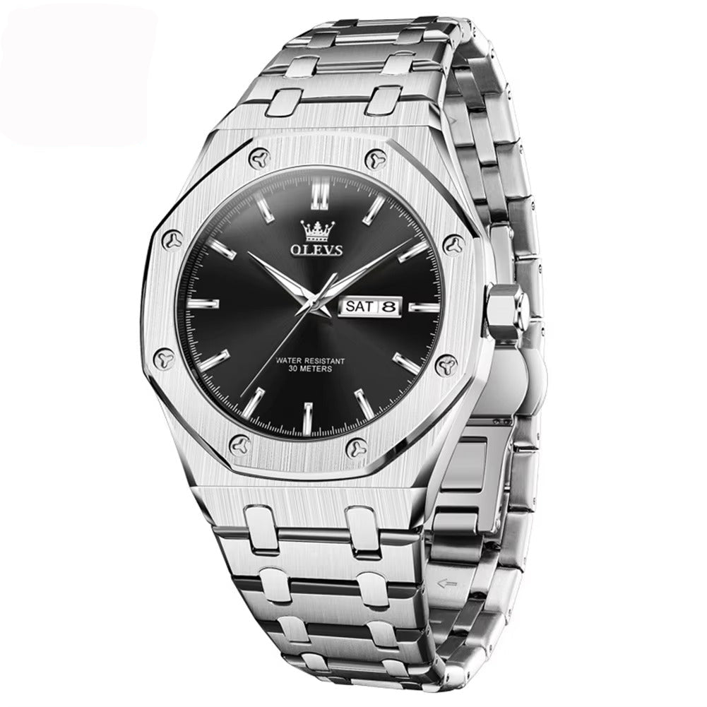 Achteckige Edelstahl Armbanduhr "Doppio calendario no.5245“ - PITANI