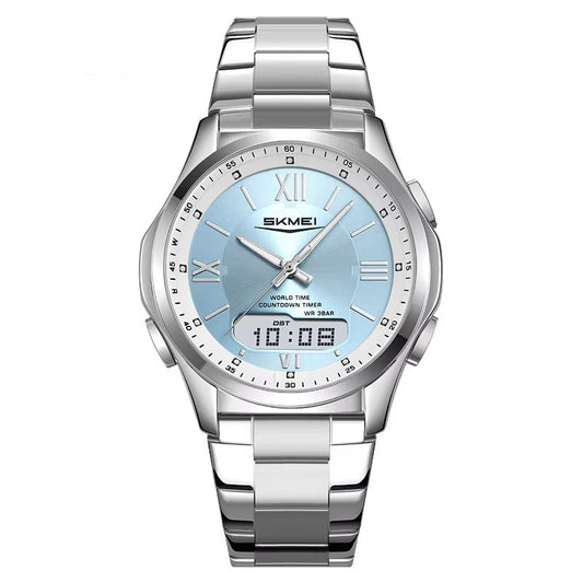 Runde elegante Edelstahl Armbanduhr "Analogico-Digitale no.5263“ - PITANI