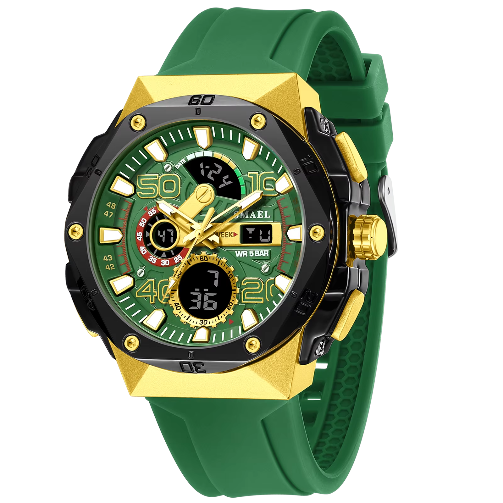 Silikon Armbanduhr in leuchtenden Farben mit digitaler Anzeige "Modalità d'affari no.5185" - PITANI