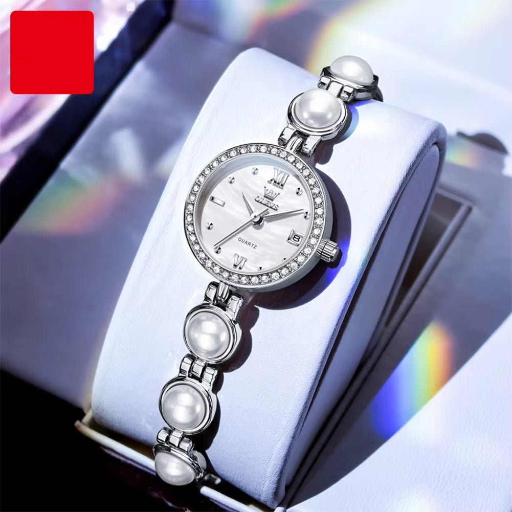 Perlen Glitzer Edelstahl Armbanduhr "Nuova Perla belle no.3220" - PITANI