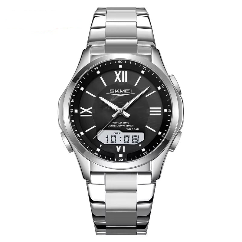 Runde elegante Edelstahl Armbanduhr "Analogico-Digitale no.5263“ - PITANI