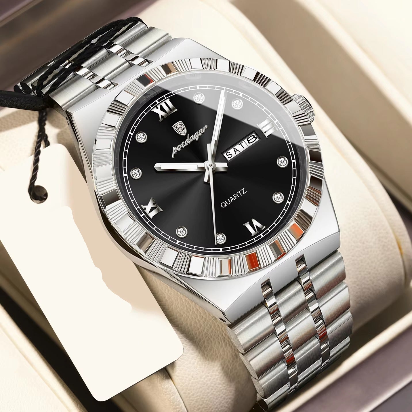 Edelstahl Armbanduhr mit eleganter Lünette "Luminoso impermeabile no.5199" - PITANI