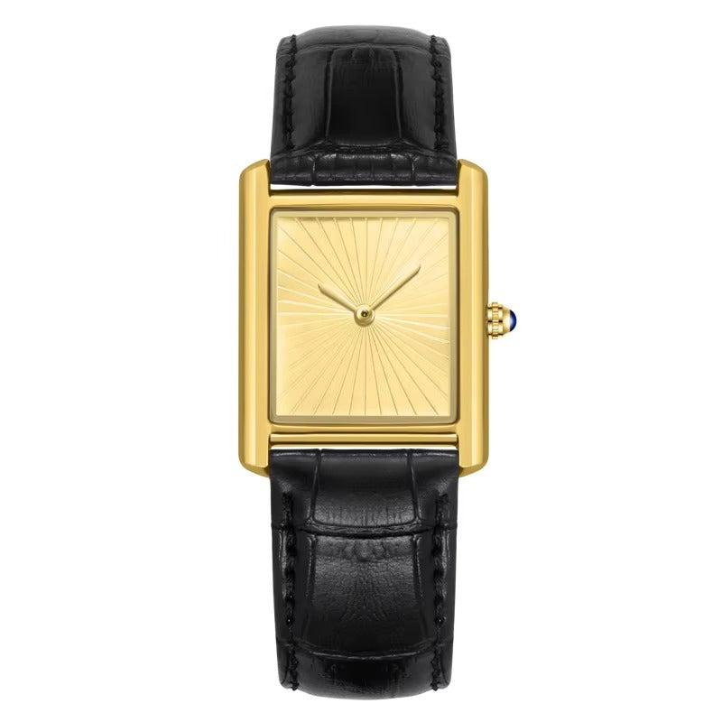 Schlichte Vintage Leder Armbanduhr "Quarzo impermeabile no.5265“