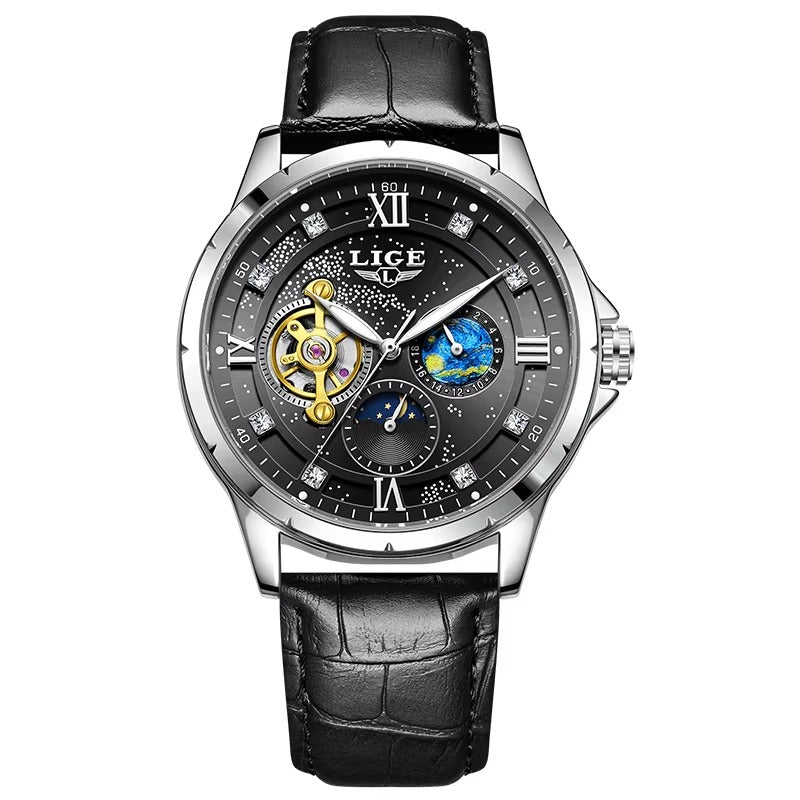 Elegante Automatik Leder Armbanduhr "Fase lunare no.5235“ - PITANI
