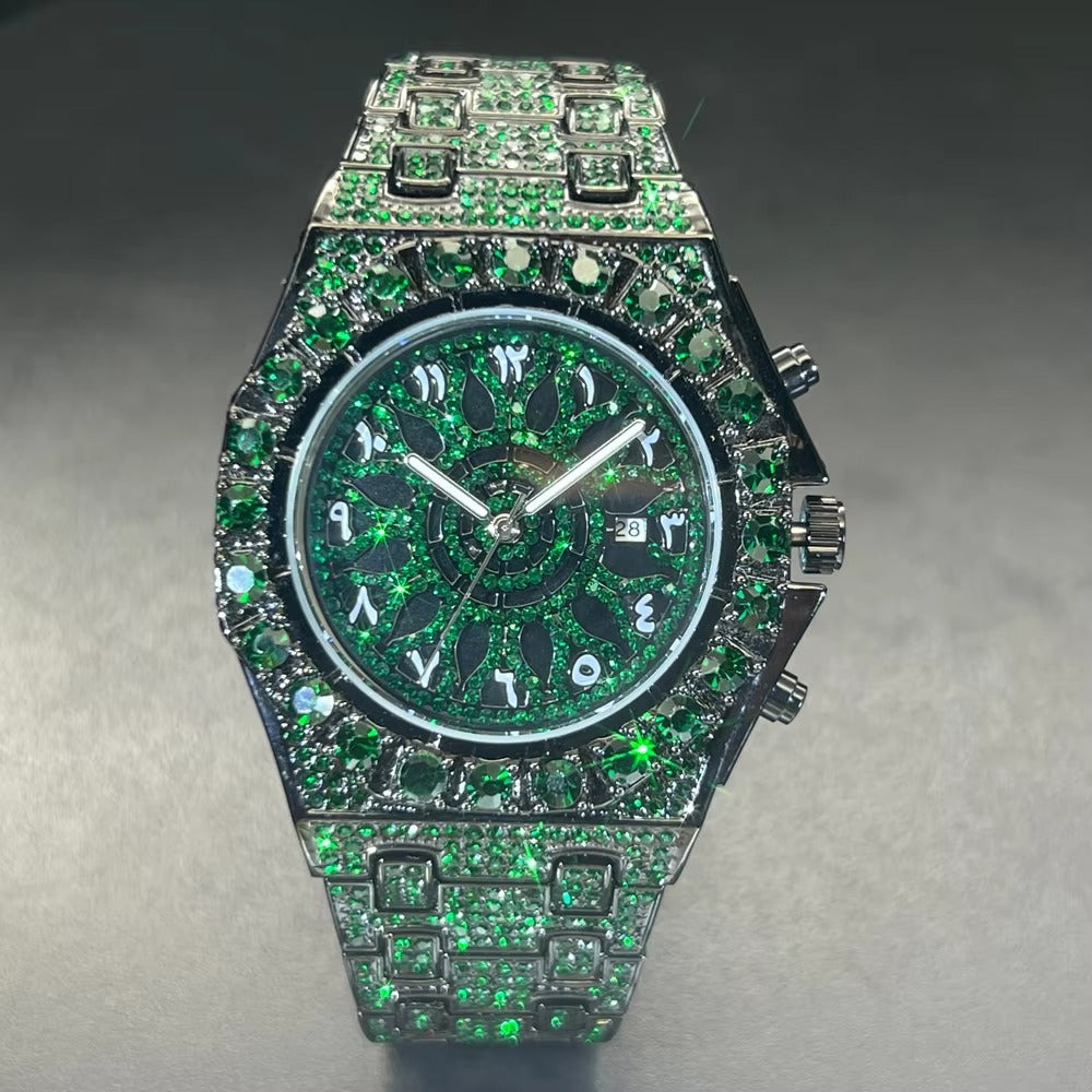 Edelstahl Glitzer Armbanduhr mit Arabischen Zahlen "Diamanti Moda no.5256“ - PITANI