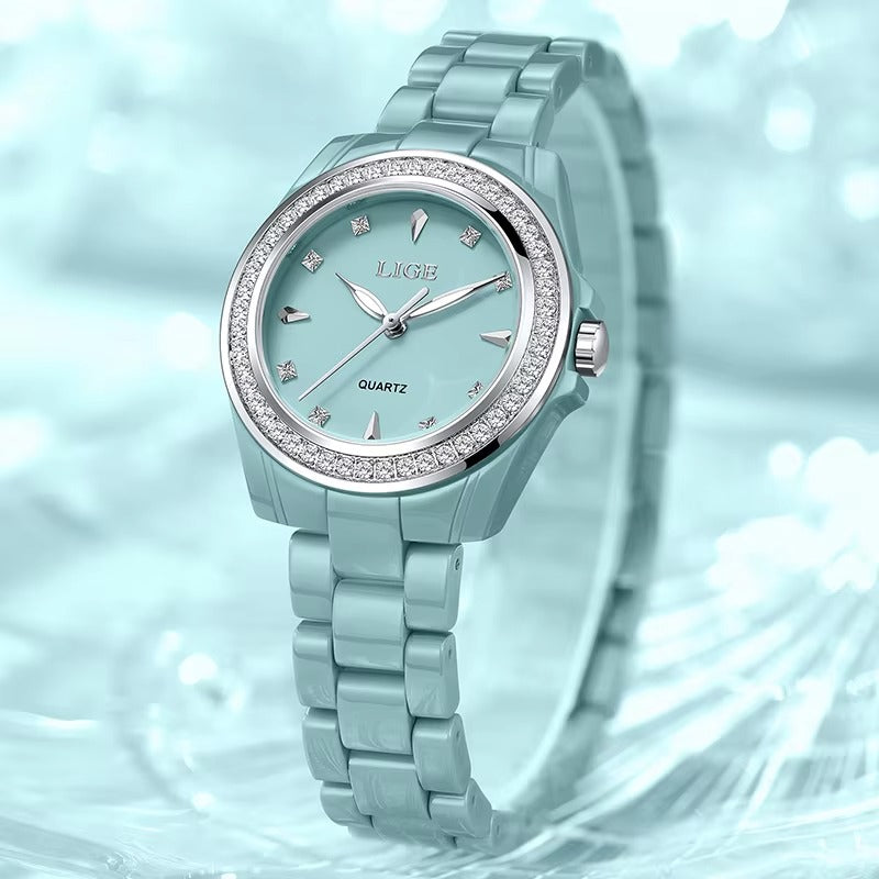 Elegant schmale Edelstahl Armbanduhr mit Glitzer Lünette "Orologio belle casual no.3227“ - PITANI