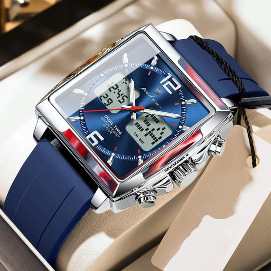 Quadratische Silikon Armbanduhr mit elektrischer Datumsanzeige "Piazza Orologio Elettronica no.5203" - PITANI