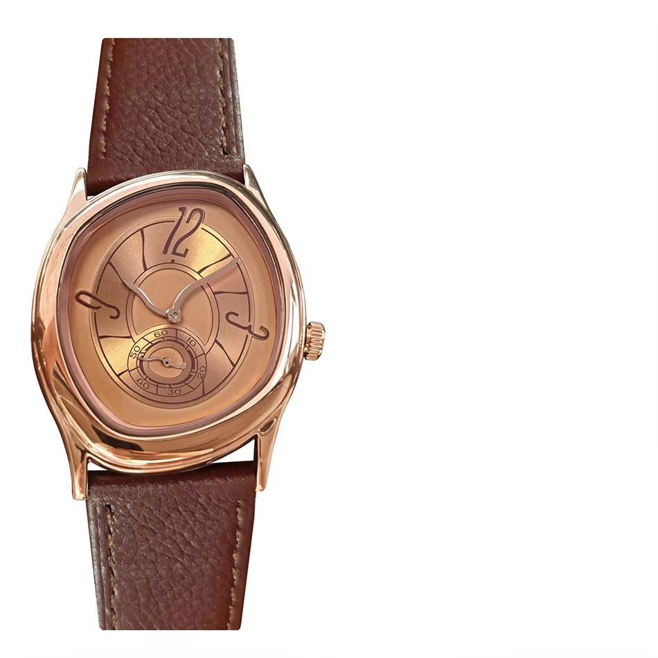 Außergewöhnliche Leder Armbanduhr mit schiefem Zifferblatt "Vera pelle no.5266“ - PITANI