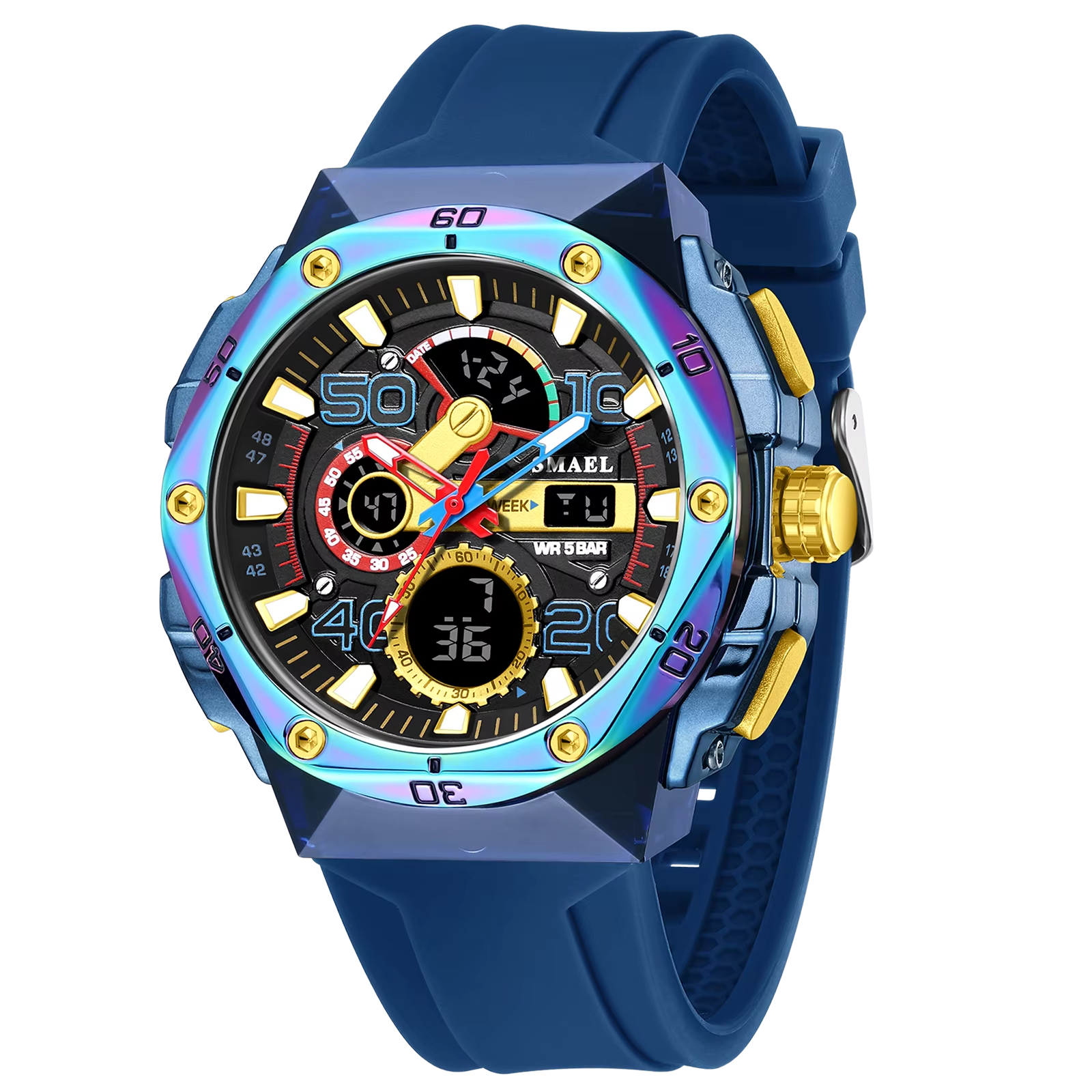 Silikon Armbanduhr in leuchtenden Farben mit digitaler Anzeige "Modalità d'affari no.5185" - PITANI