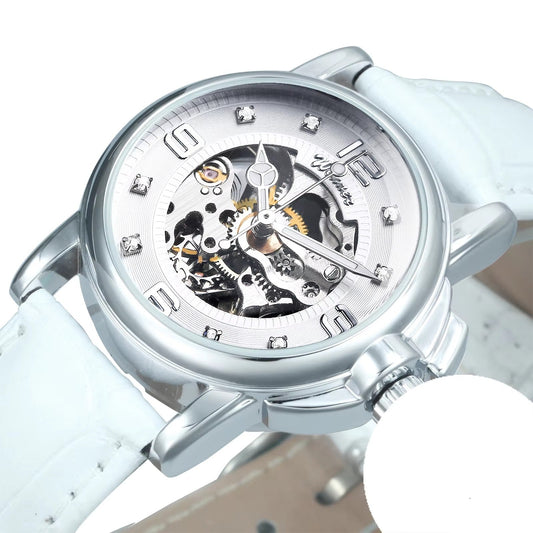 Elegante durchsichtige Automatik Armbanduhr mit Diamantenoptik im Zifferblatt "Orologio belle luce no.5220“ - PITANI