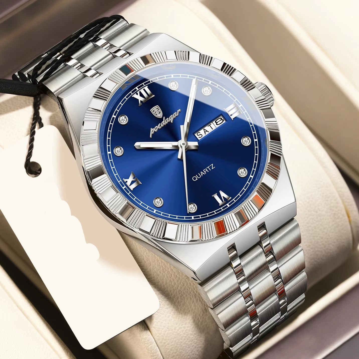 Edelstahl Armbanduhr mit eleganter Lünette "Luminoso impermeabile no.5199" - PITANI