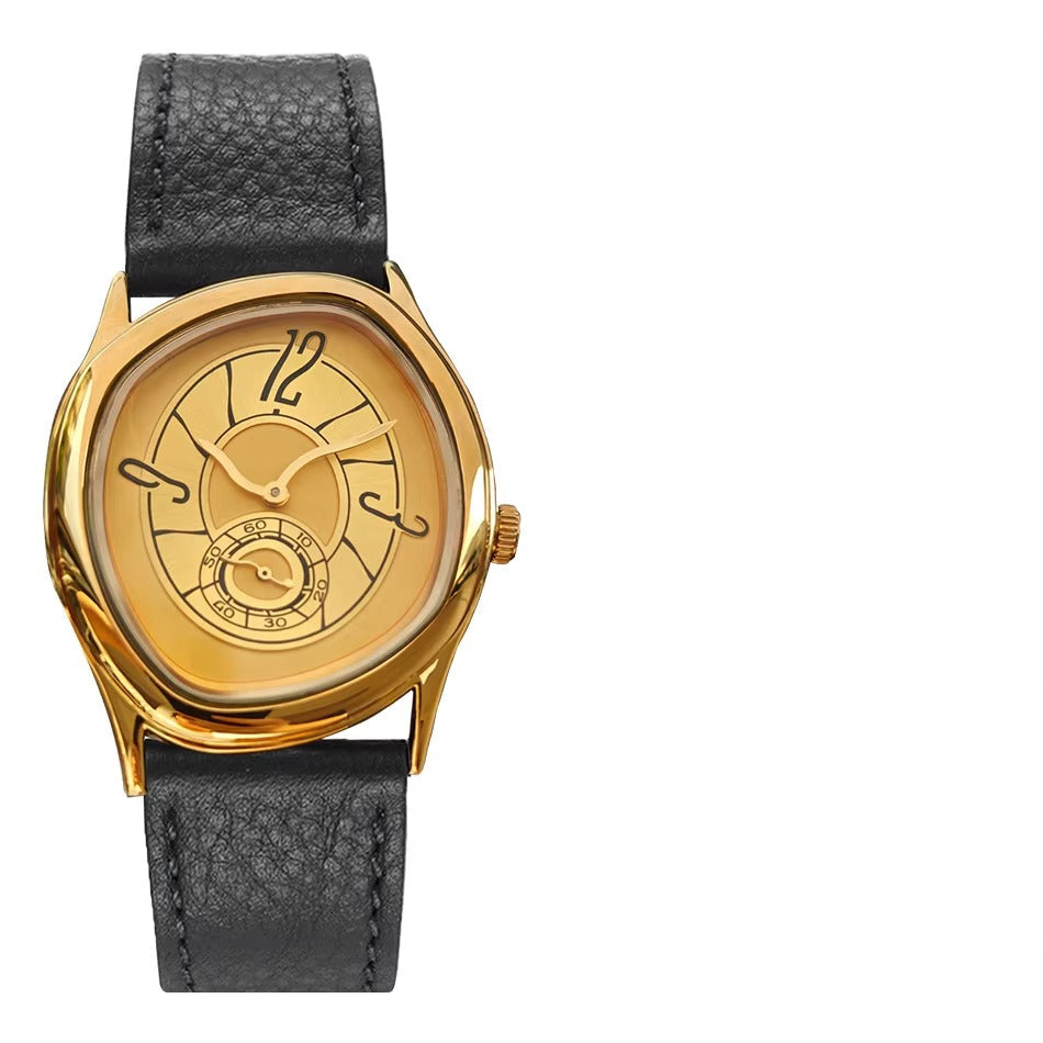 Außergewöhnliche Leder Armbanduhr mit schiefem Zifferblatt "Vera pelle no.5266“ - PITANI