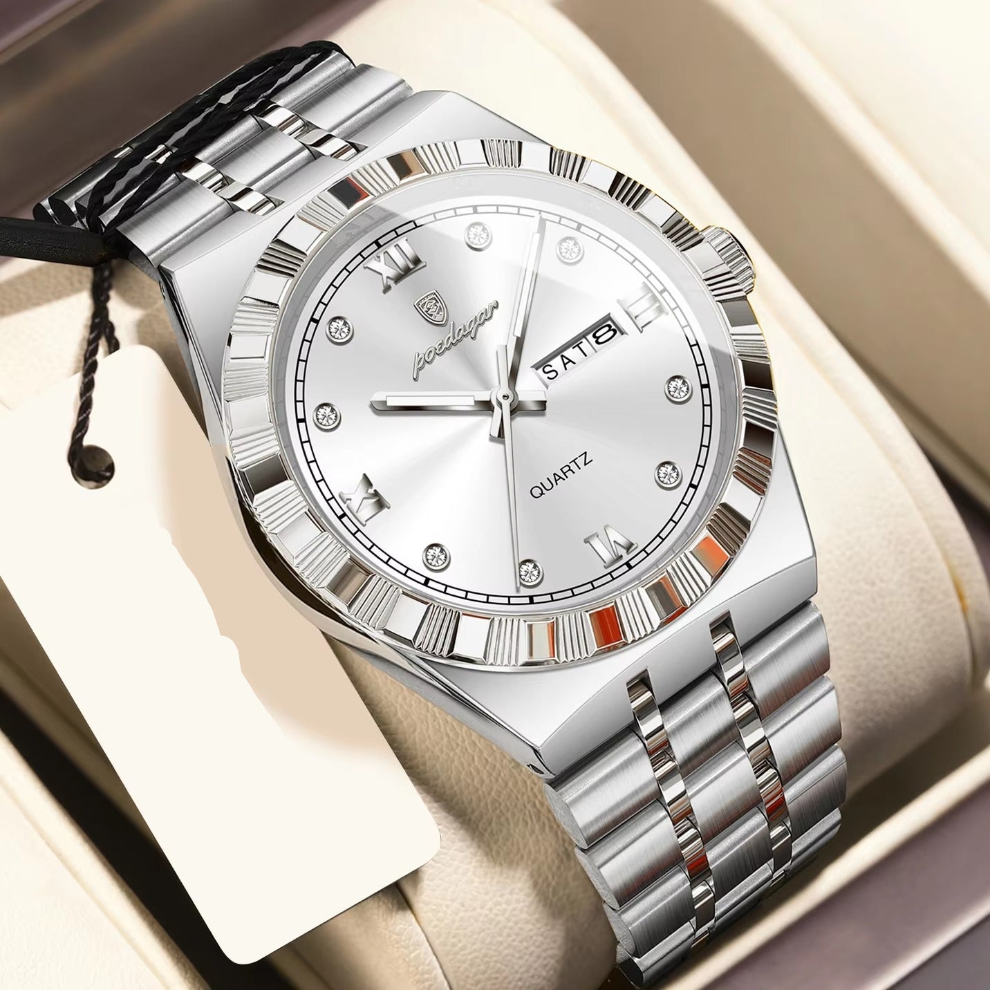 Edelstahl Armbanduhr mit eleganter Lünette "Luminoso impermeabile no.5199" - PITANI