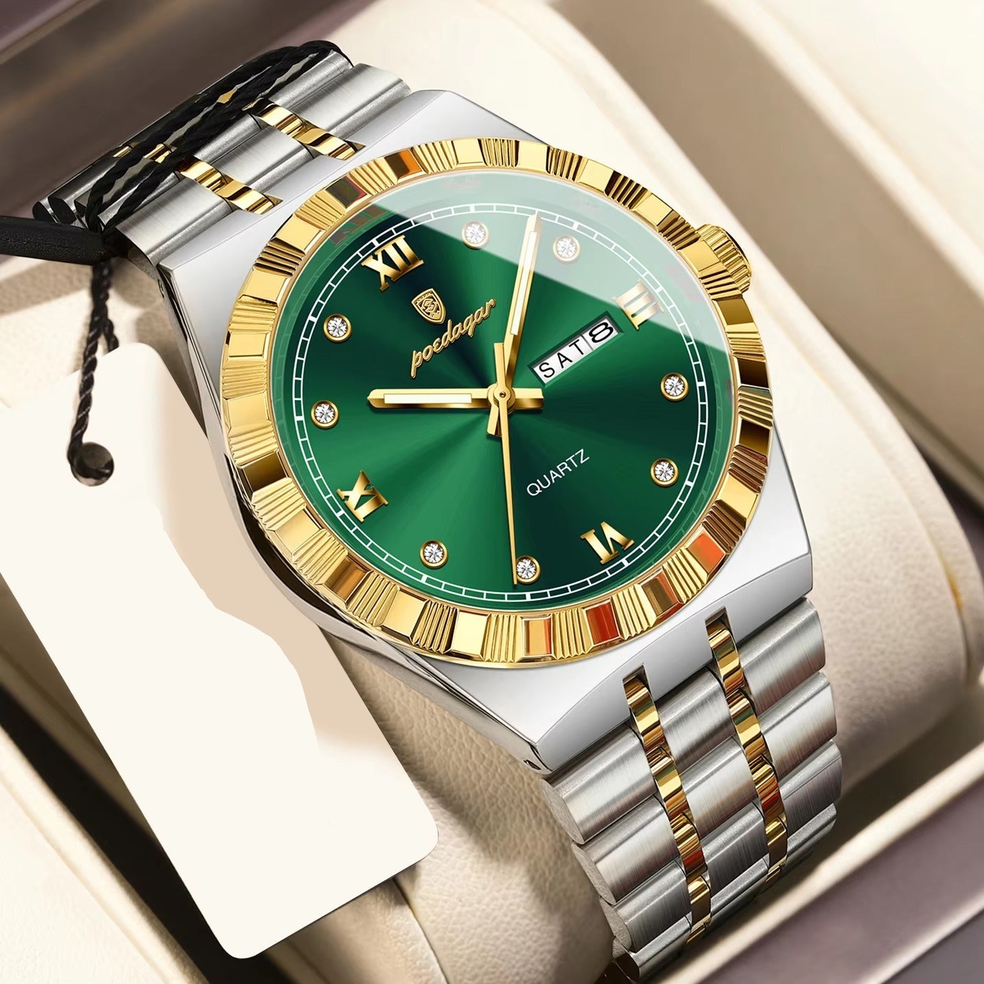 Edelstahl Armbanduhr mit eleganter Lünette "Luminoso impermeabile no.5199" - PITANI