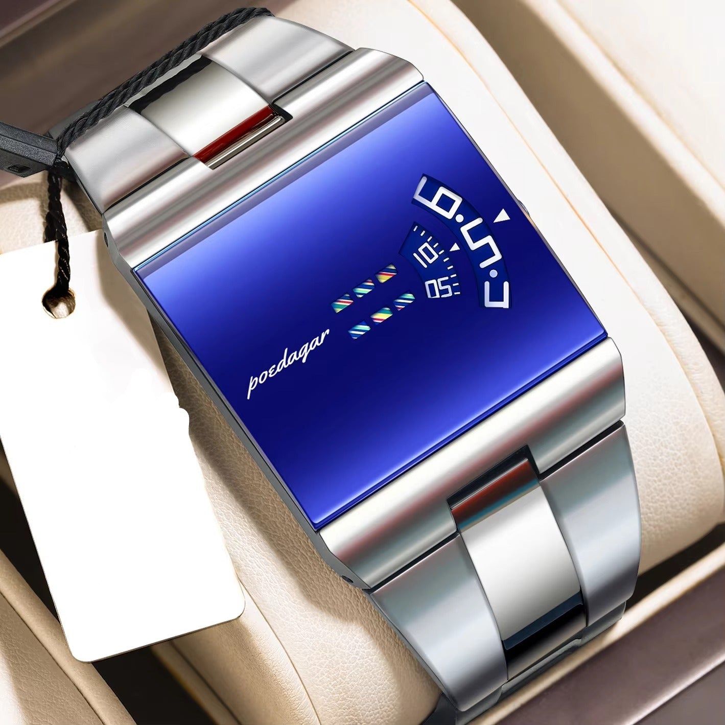 Rechteckig außergewöhnliche Edelstahl Armbanduhr "Parte superiore rettangolare no.5285“ - PITANI