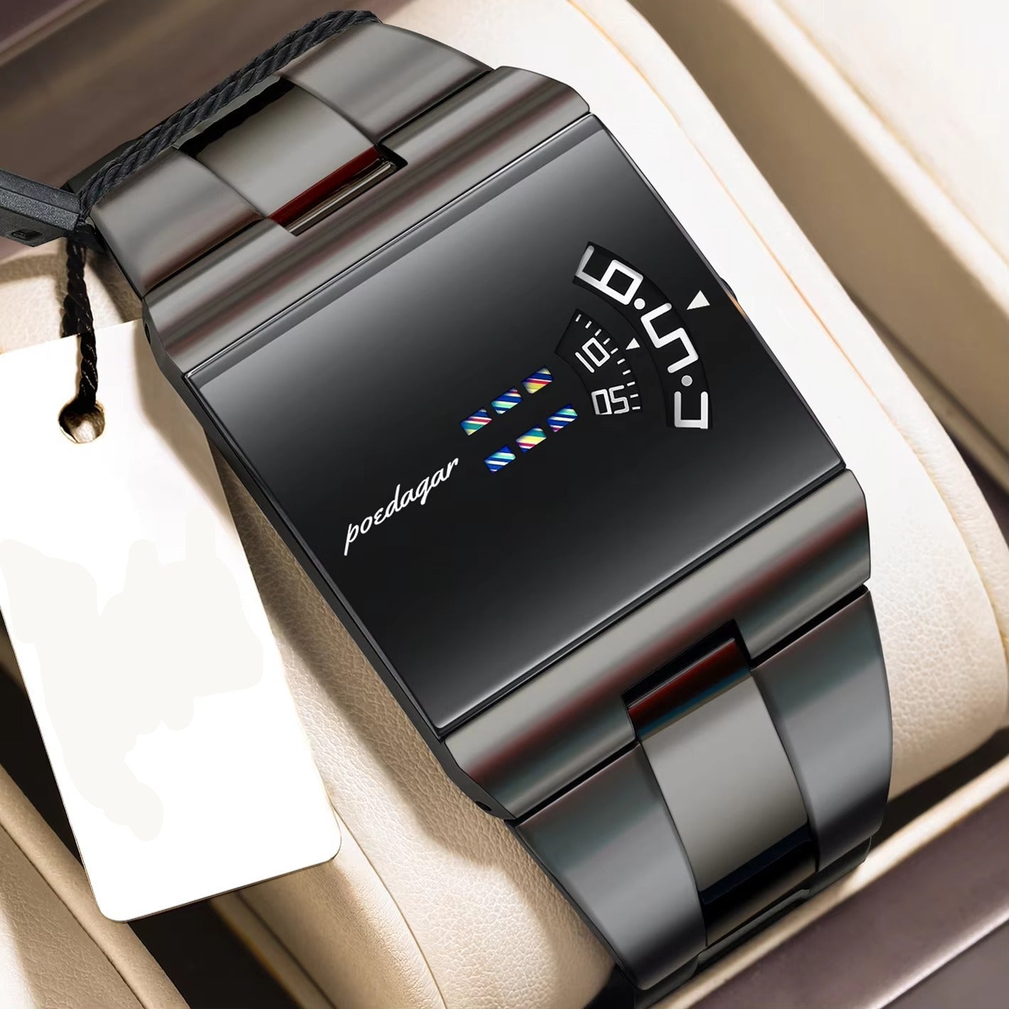 Rechteckig außergewöhnliche Edelstahl Armbanduhr "Parte superiore rettangolare no.5285“ - PITANI