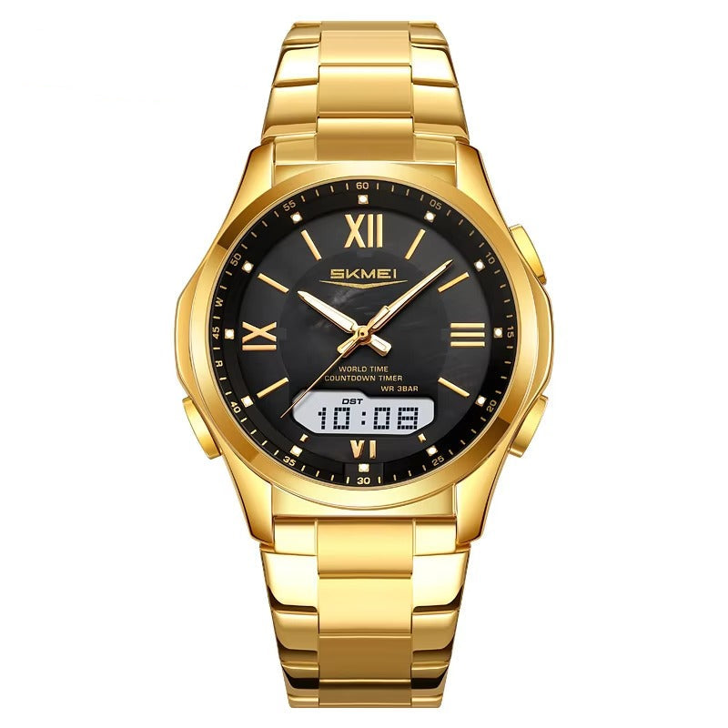 Runde elegante Edelstahl Armbanduhr "Analogico-Digitale no.5263“ - PITANI