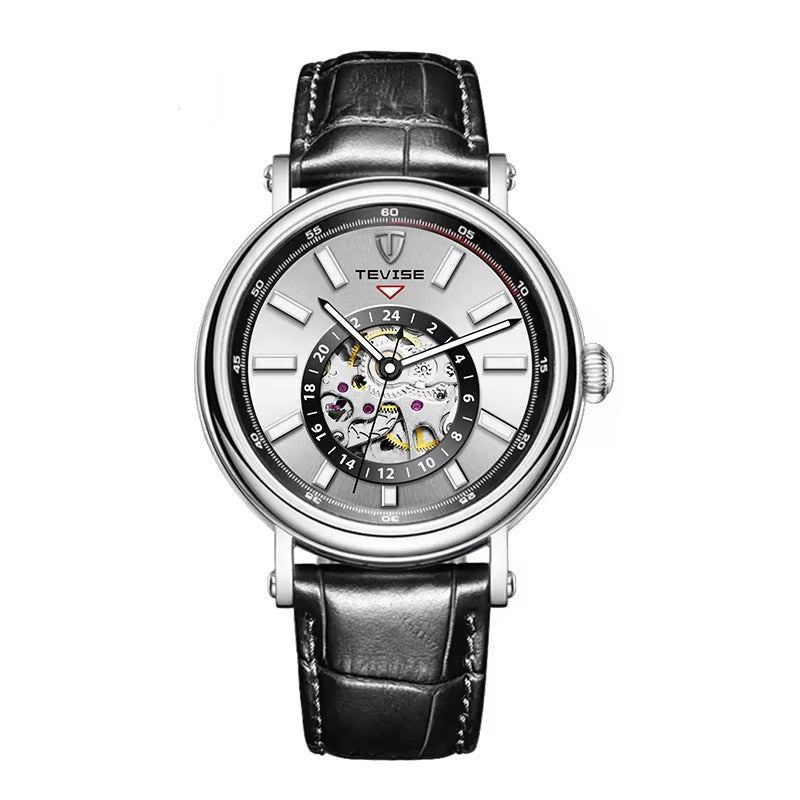 Leder Automatik Armbanduhr mit durchsichtigem Automatikuhrwerk "Cinturino in pelle 24 ore no.4168" - PITANI