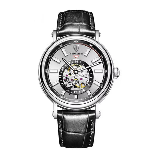 Leder Automatik Armbanduhr mit durchsichtigem Automatikuhrwerk "Cinturino in pelle 24 ore no.4168" - PITANI