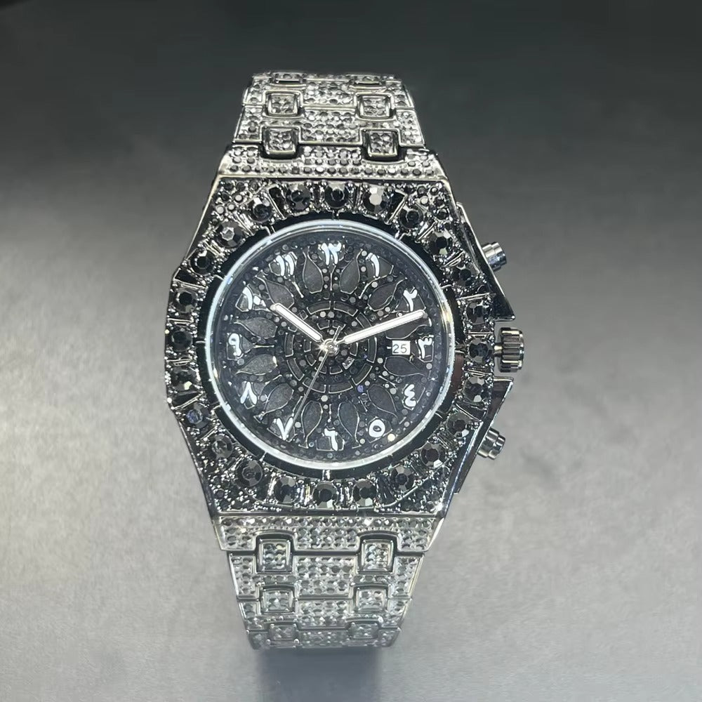 Edelstahl Glitzer Armbanduhr mit Arabischen Zahlen "Diamanti Moda no.5256“ - PITANI