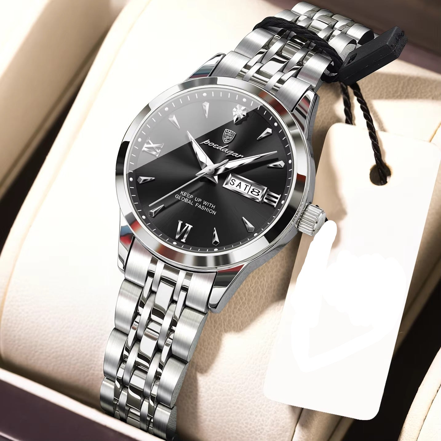 Elegante Edelstahl Armbanduhr "Visualizzazione di data e giorno no.3263“ - PITANI