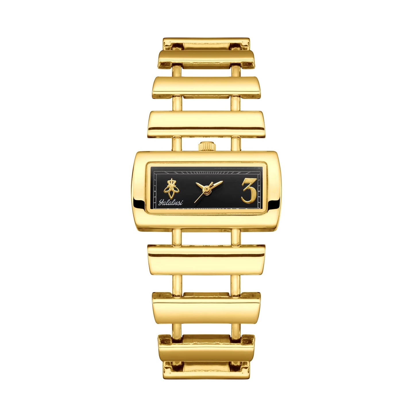 Rechteckige Edelstahl Armbanduhr mit gebogenem Gehäuse "Regolatore del braccialetto no.3204" - PITANI