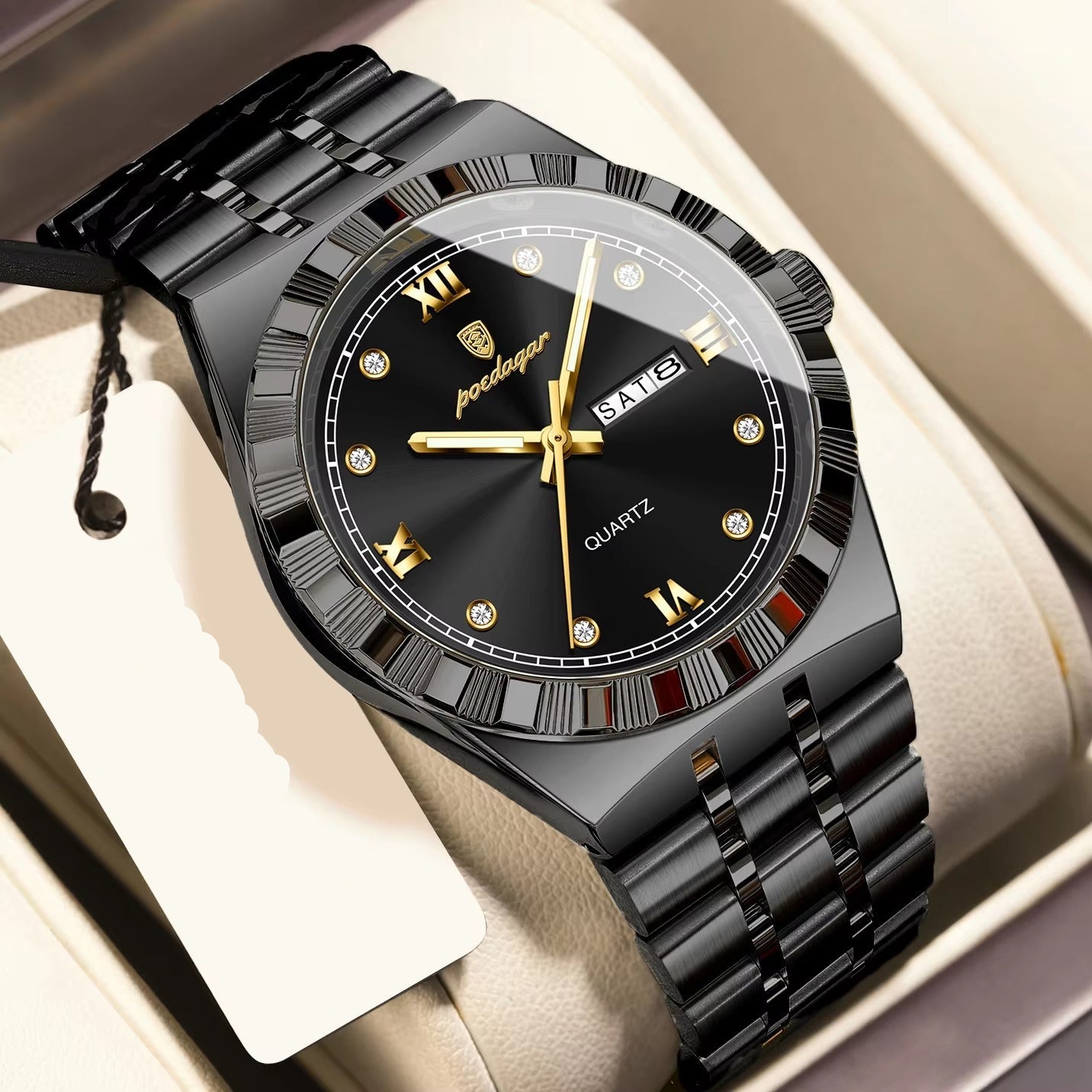 Edelstahl Armbanduhr mit eleganter Lünette "Luminoso impermeabile no.5199" - PITANI