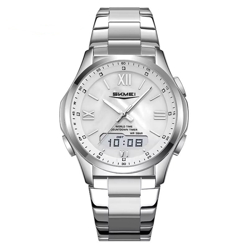 Runde elegante Edelstahl Armbanduhr "Analogico-Digitale no.5263“ - PITANI