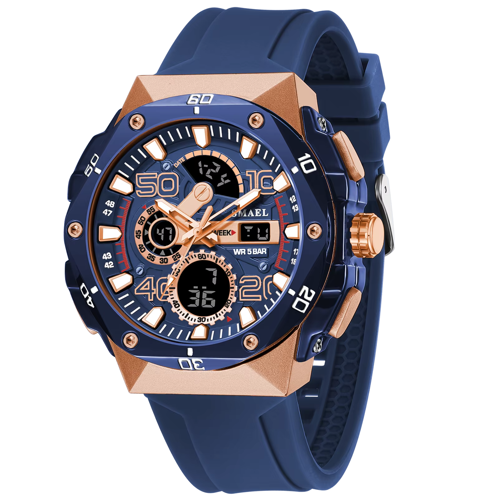 Silikon Armbanduhr in leuchtenden Farben mit digitaler Anzeige "Modalità d'affari no.5185" - PITANI