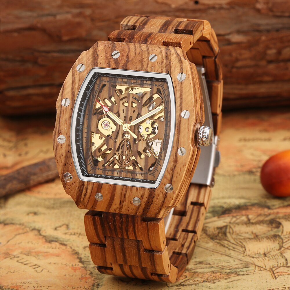 Holz Automatik Armbanduhr "Rossastro"